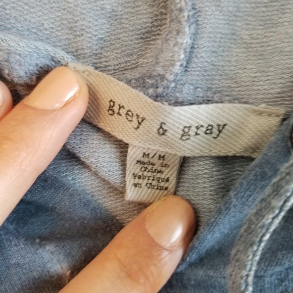 Grey & Gray Women's size Medium Blue Star-Embroidered Hoodie - Picture 8 of 13